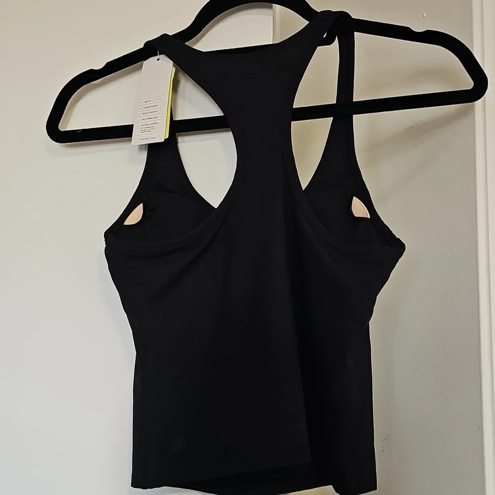 NWT All In Motion UPF 50+ Workout Rib Racerback Crop Tank Top Black XS - Picture 3 of 7